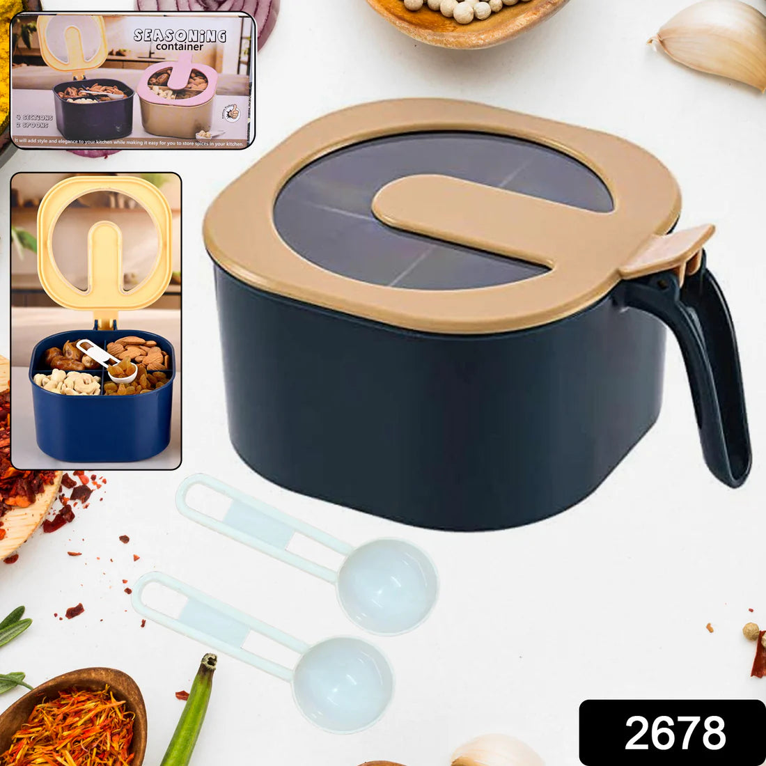 Fancy 4-Section Masala Box for Kitchen Storage (Spice Container)